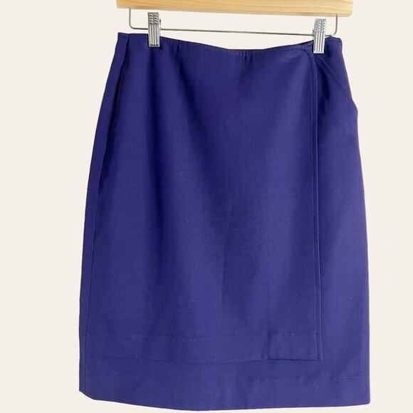 Giorgio Armani Dresses & Skirts - Giorgio Armani Solid Navy Purple Blue Straight Pencil Wrap Skirt Size 6
